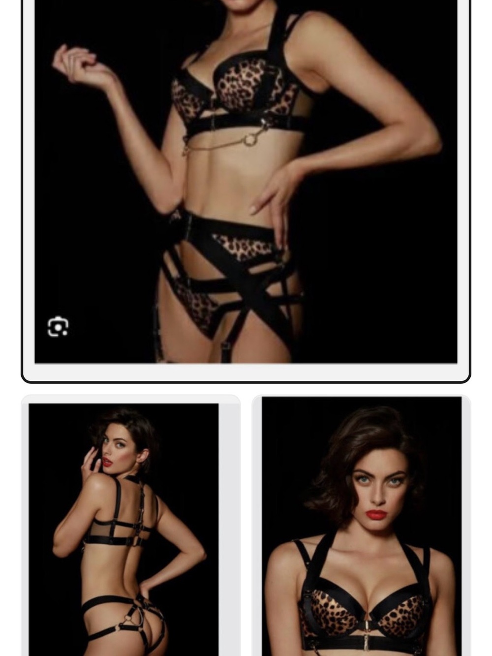Honey Birdette Leopard Print Strappy Lingerie Set in Brown & Black